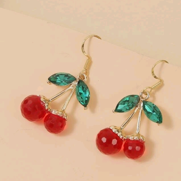 Jewelry - ✨3 FOR $28✨🆕🍒Rhinestone 🍒Cherry 🍒Drop Earrings🍒